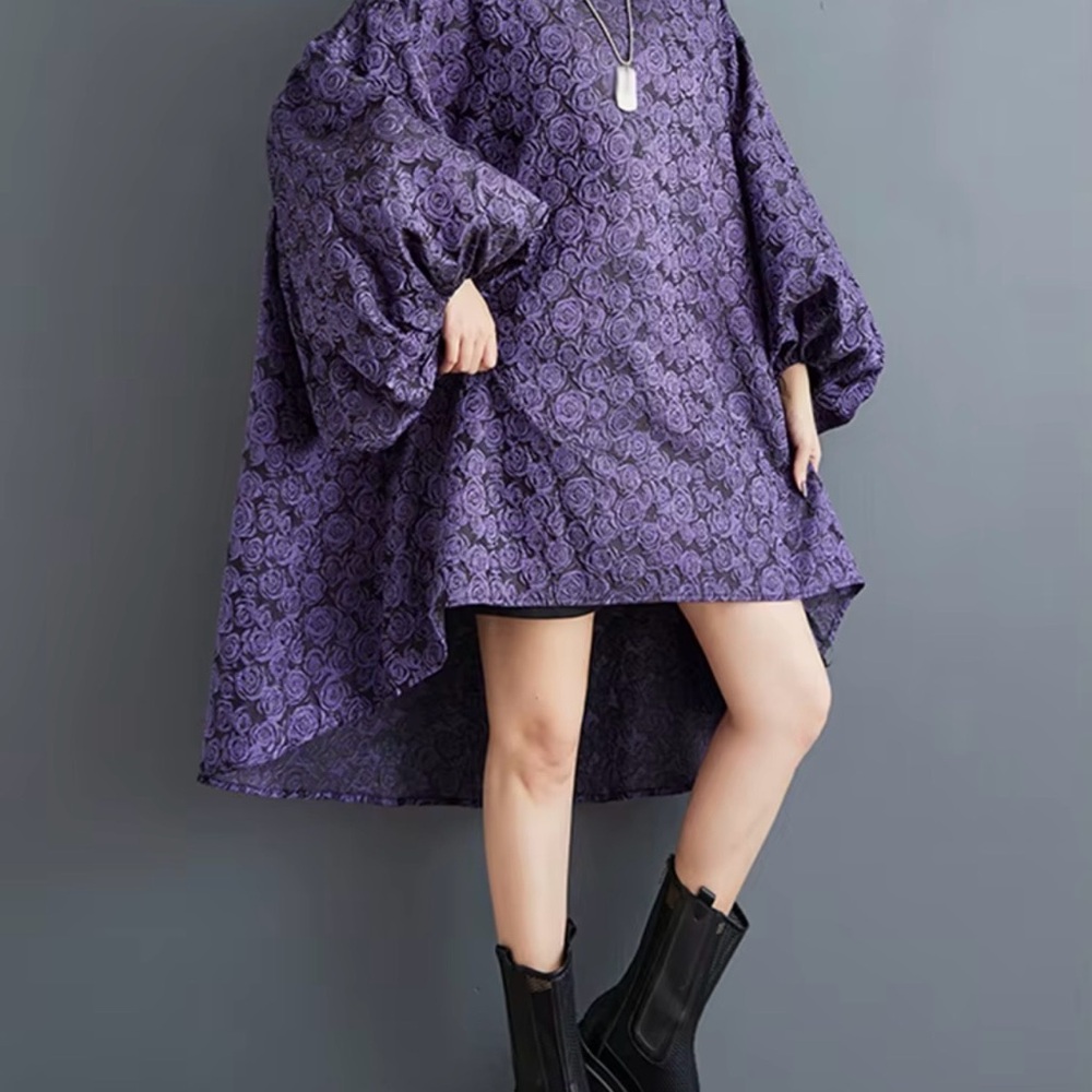 Purple Floral Lace Dress - Picture 3 of 5
